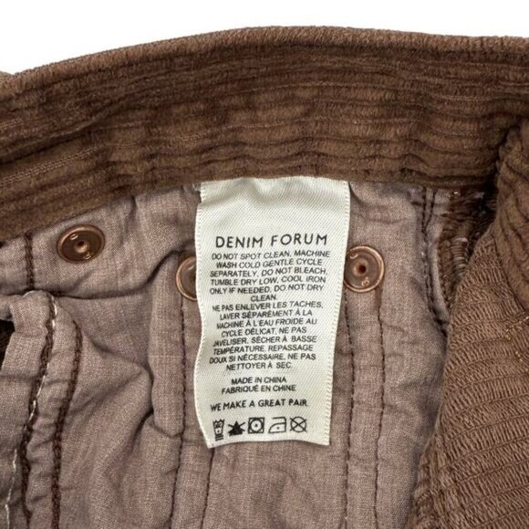 DENIM FORUM Aritzia The Arlo High Rise Straight 28L Brown Corduroy Pant Sz 23 - Picture 5 of 7